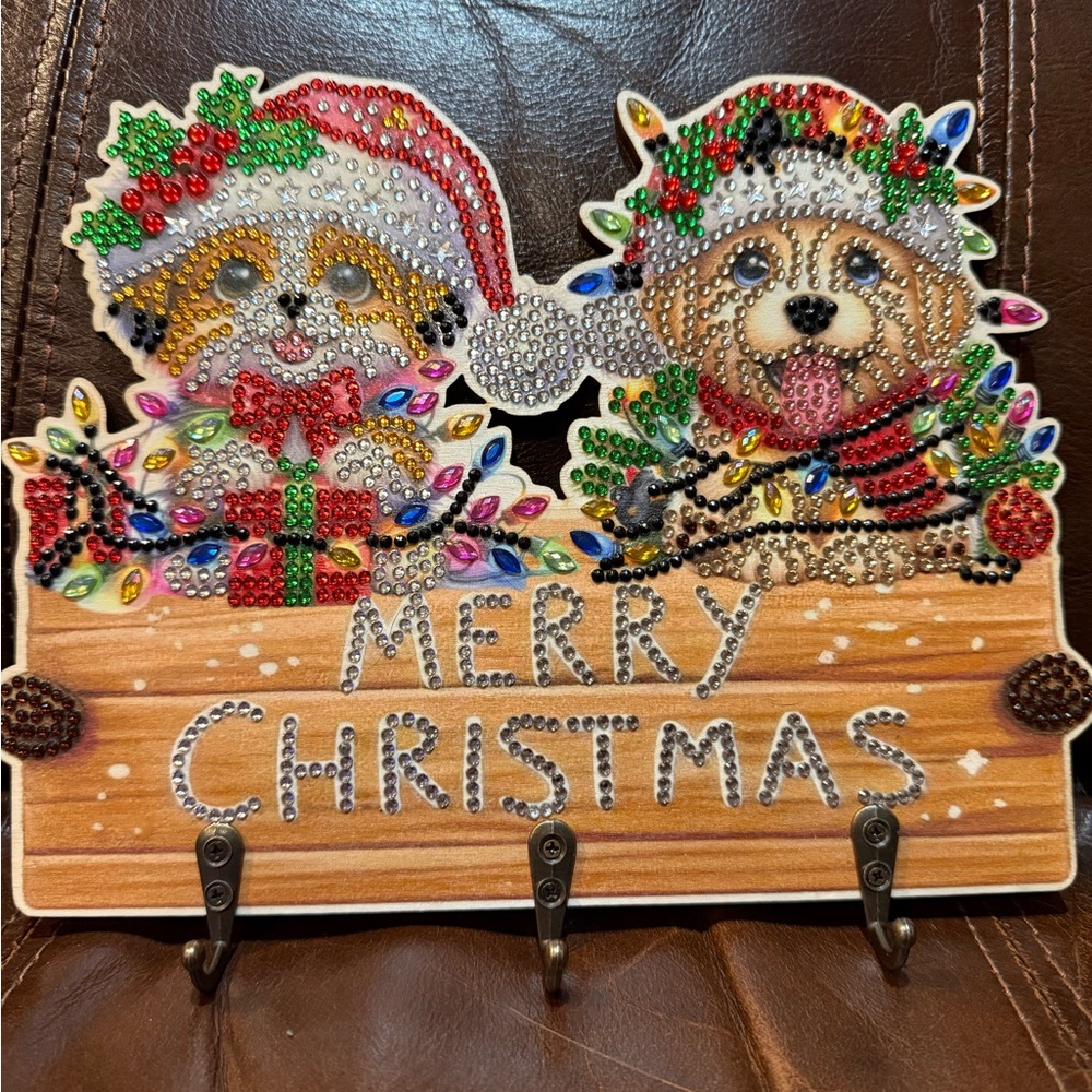 Completed Diamond Art Festive Christmas Wall Hook
